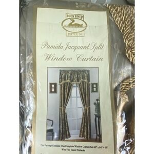 Duck River Pamida Jacquard Window Curtain Set 60x84 Sage Gold 2 Pack New Elegant